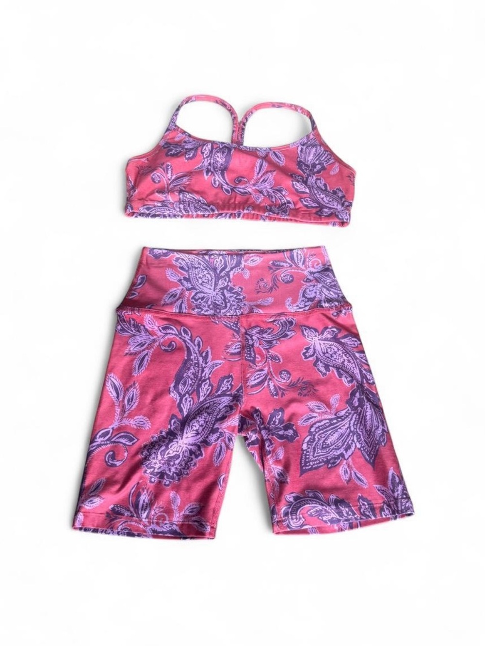 Free People Pink and Purple Paisley Athletic Set